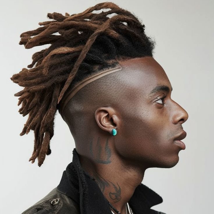 Pin Back Side Shaved Dreadlock Hairstyle