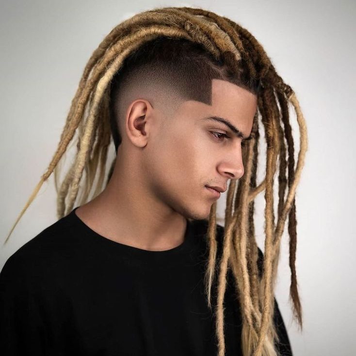 Pulled Back Taper Fade Dreadlock Hairstyle