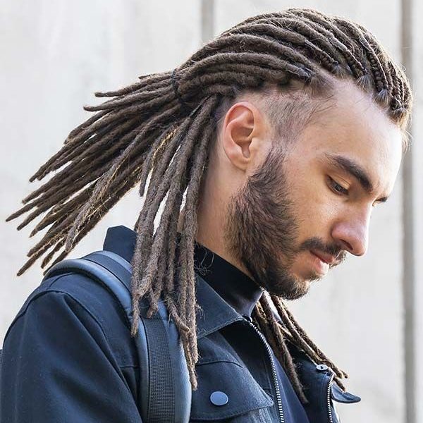 grey_brown Pulled-back Dreadlock